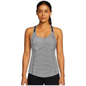 Nike Large Black and White Striped Racerback Mesh Detail Tank